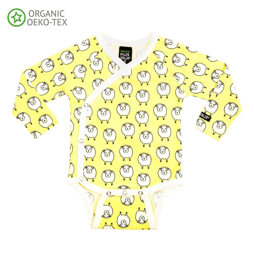 Wrap Over Body Suit Newborn Sheep Lemonade Blanket  at Biddle and Bop