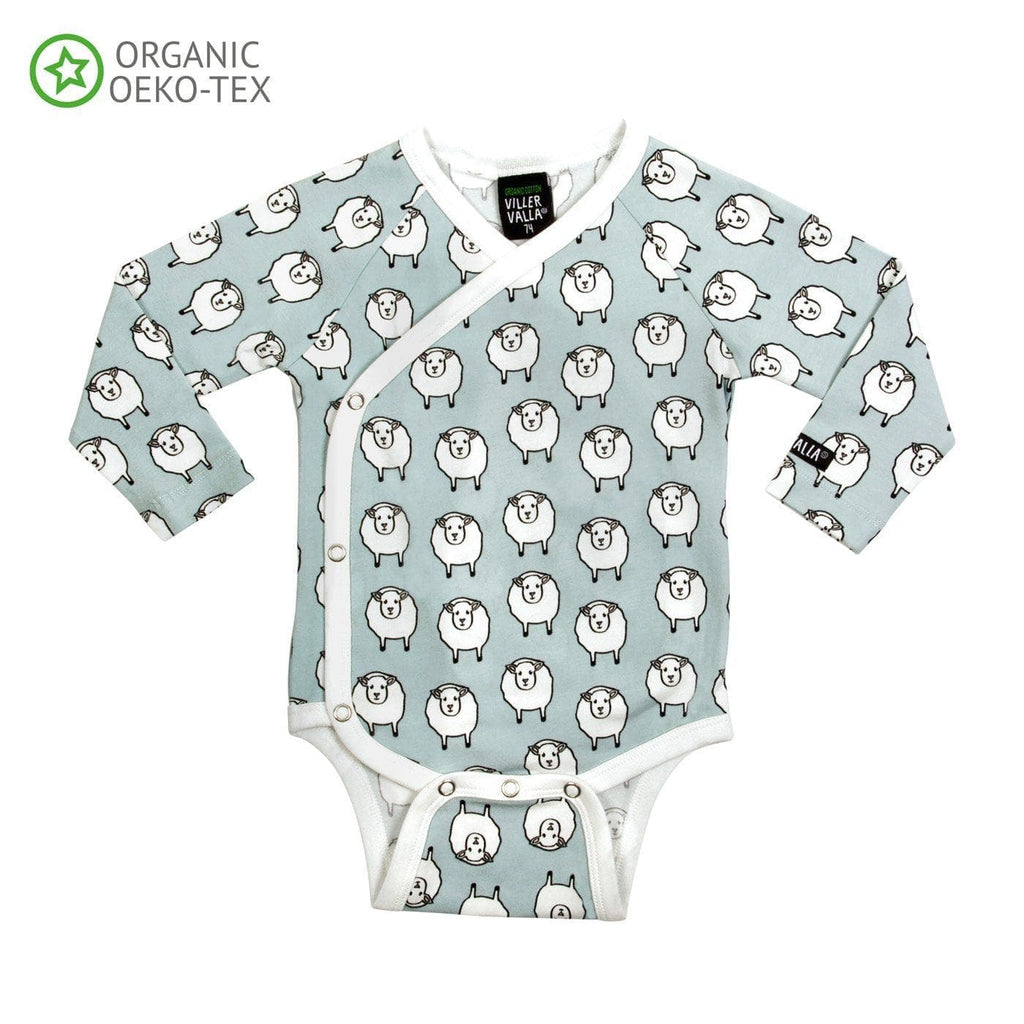 Wrap Over Body Suit Newborn Sheep Steel Blanket  at Biddle and Bop