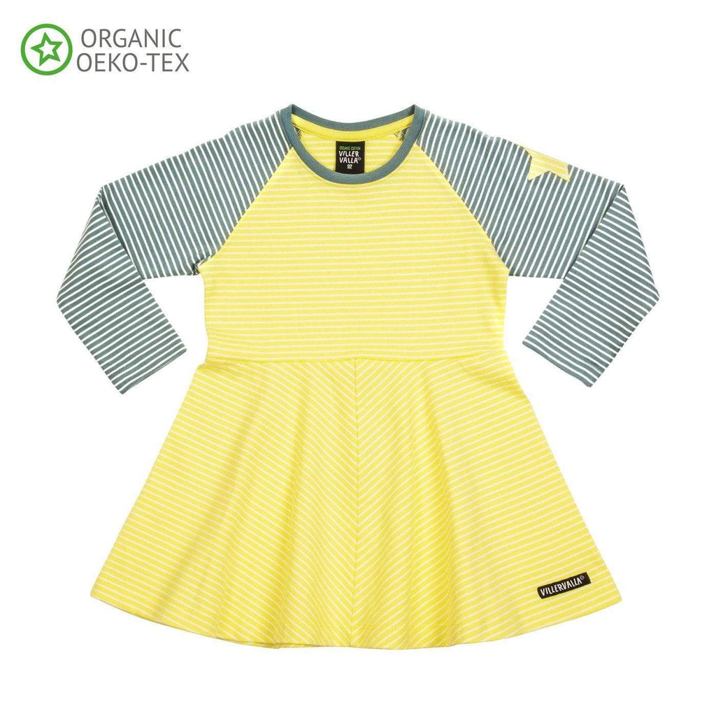 Half Circle Long Sleeve Dress Stripes Lemonade/Rock Clothing  at Biddle and Bop