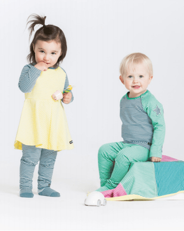 Half Circle Long Sleeve Dress Stripes Lemonade/Rock Clothing  at Biddle and Bop