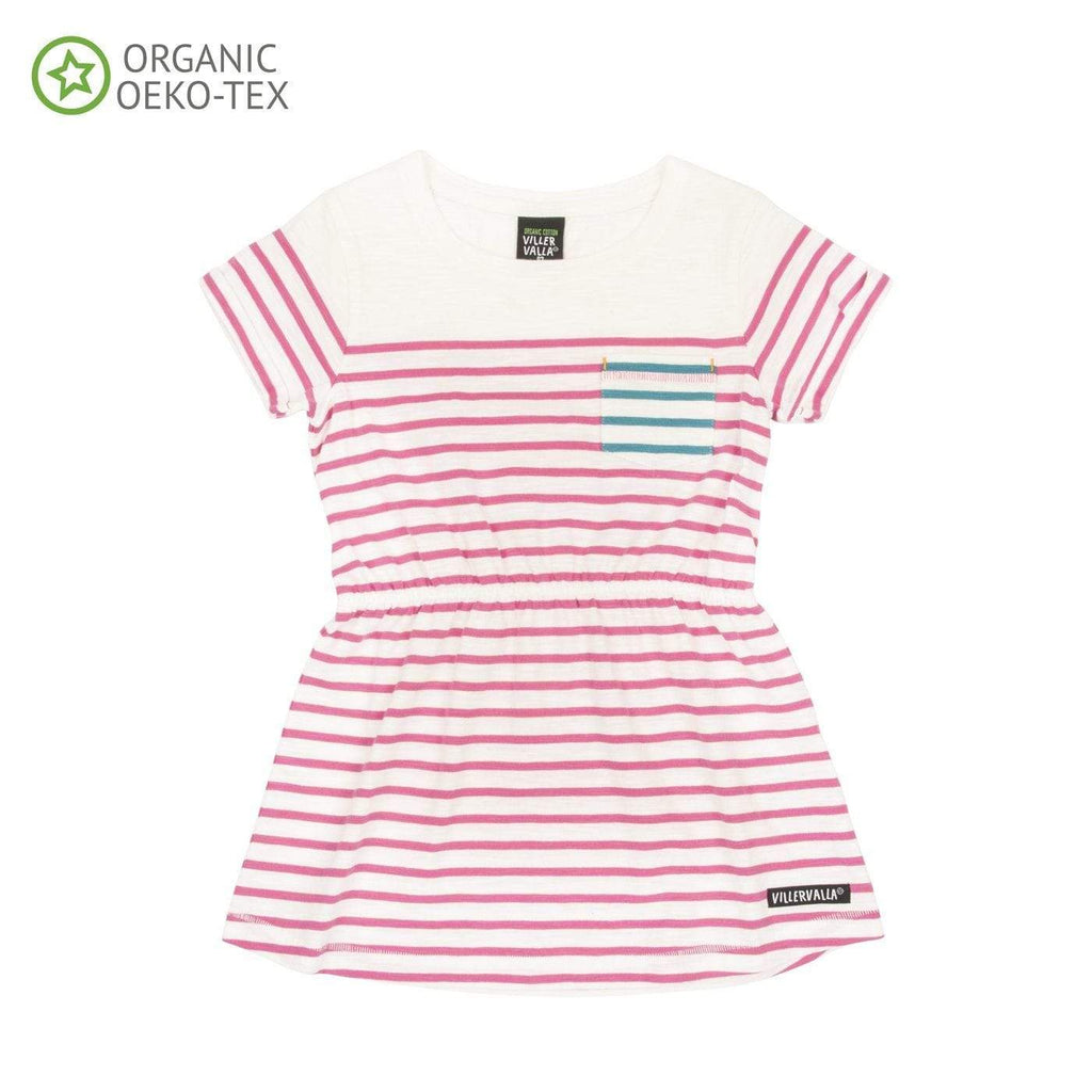 Short Sleeve Dress: Flamingo Stripe Clothing  at Biddle and Bop