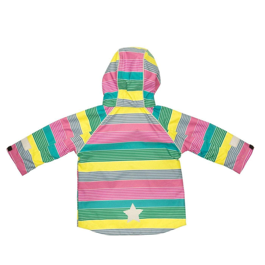 Shell Waterproof Breathable Jacket: Rainbow Stripe Pelican Gear  at Biddle and Bop