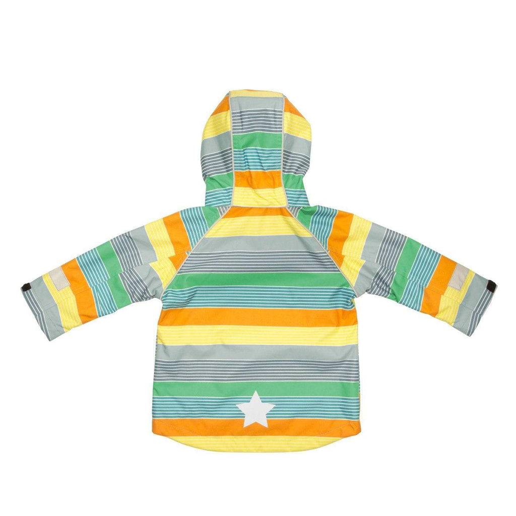 Shell Waterproof Breathable Jacket: Rainbow Stripe Raven Gear  at Biddle and Bop