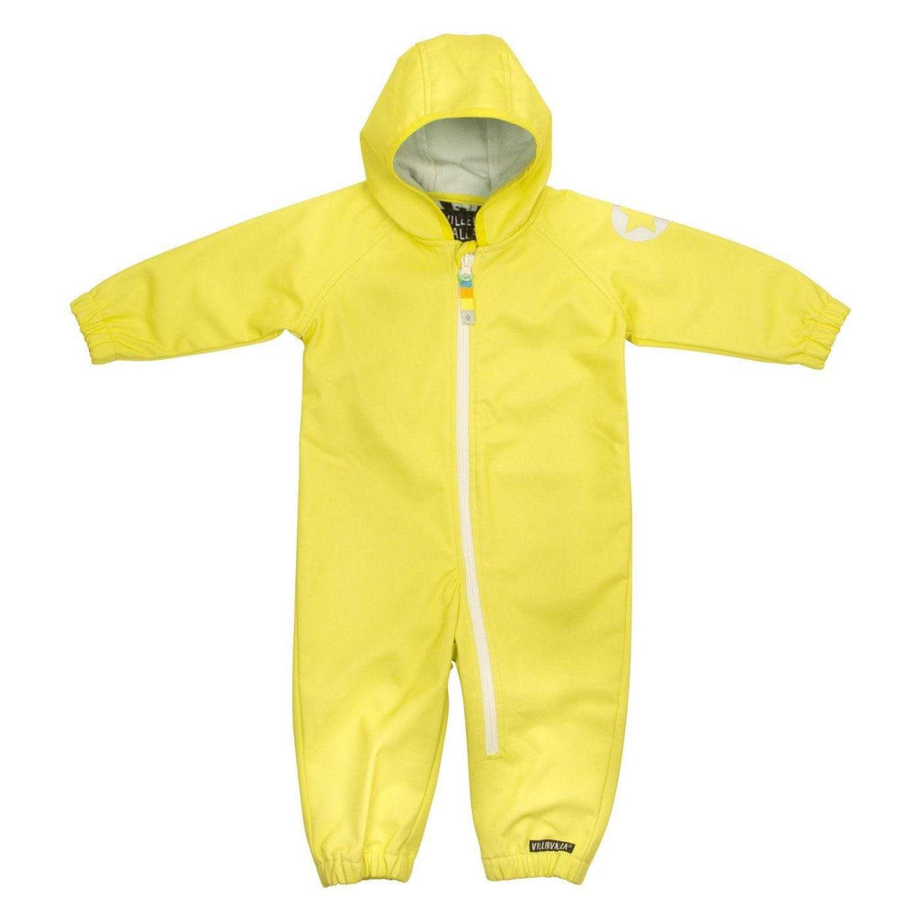 Softshell Waterproof Breathable One Piece Overall Suit: Lemonade Yellow Gear  at Biddle and Bop